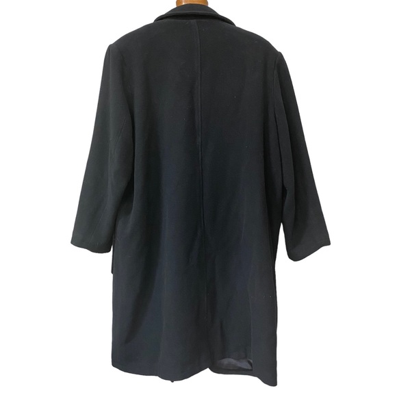 Ulla Popken Black Wool Trench Coat Womens Plus16 18 16W 18W 1X - Picture 2 of 4